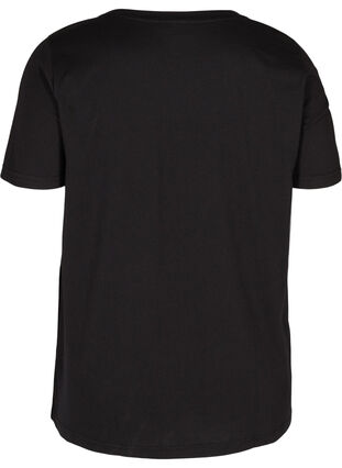 T-skjorte i organisk bomull med trykk, Black Merci, Packshot image number 1