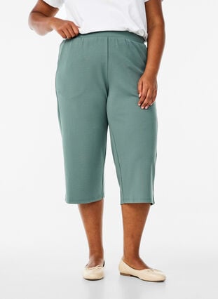 Zizzi Tunika med 3/4 ermer og V-hals, Blå, Model image number 3