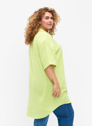 Skjorte i bomull med halvlange ermer, Wild Lime, Model image number 1
