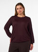 Bluse med vertikal struktur og glittertr&aring;d, R&oslash;d, Model image number 0