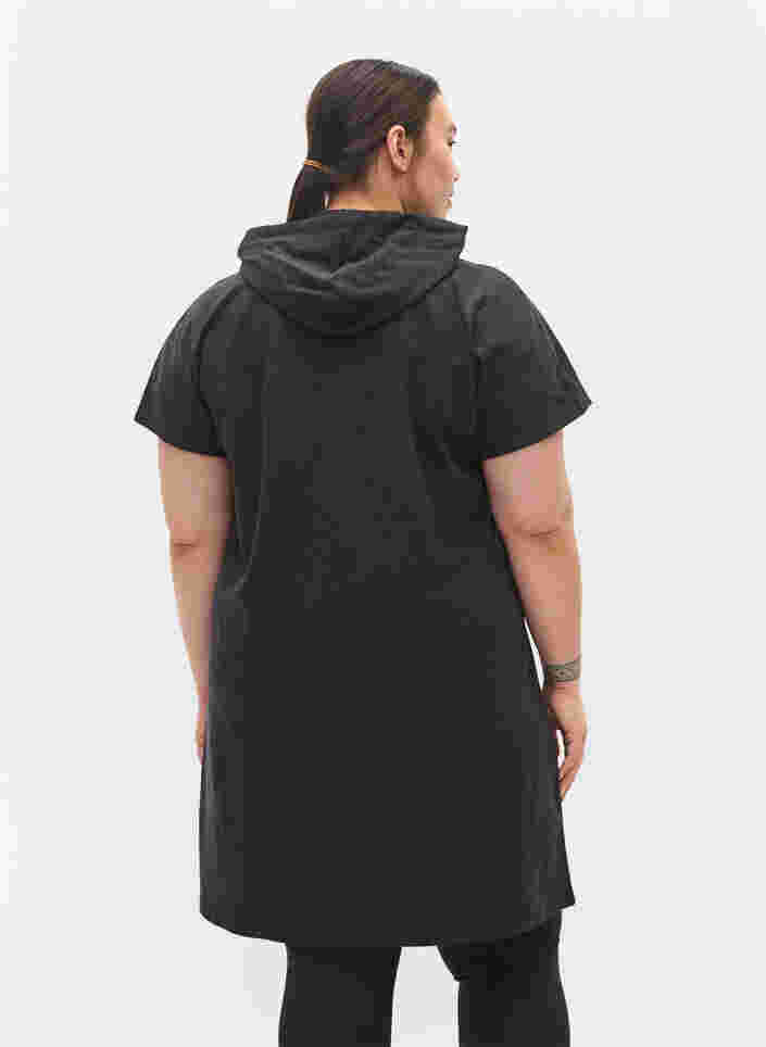 Kjole med hette og korte ermer, Black DGM ASS, Model image number 1