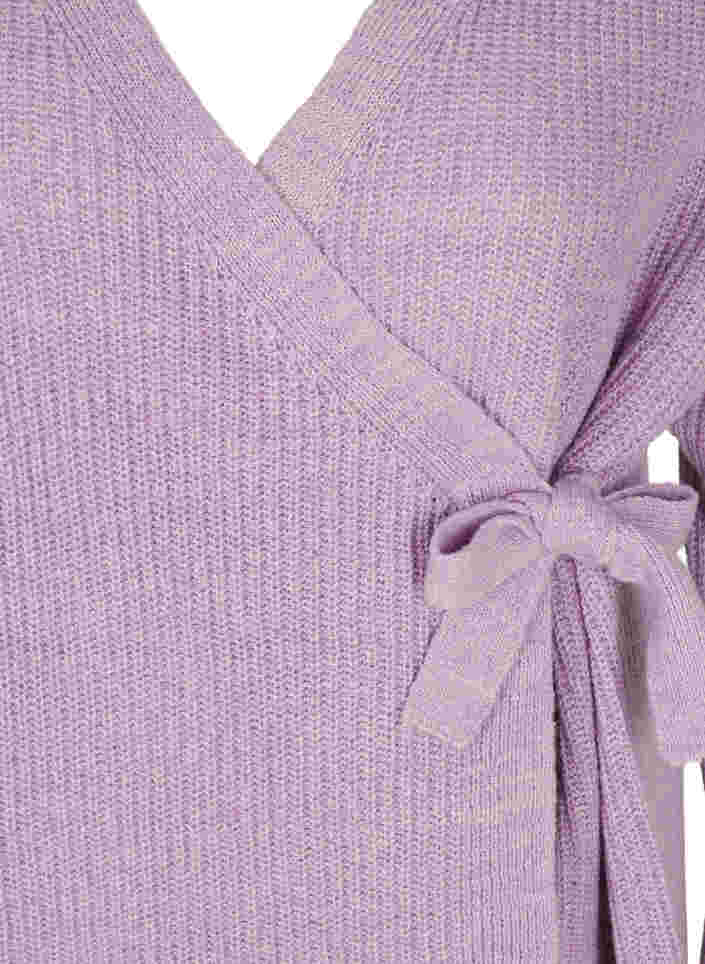 Strikket cardigan med wrap-effekt, Purple Rose Mel, Packshot image number 2