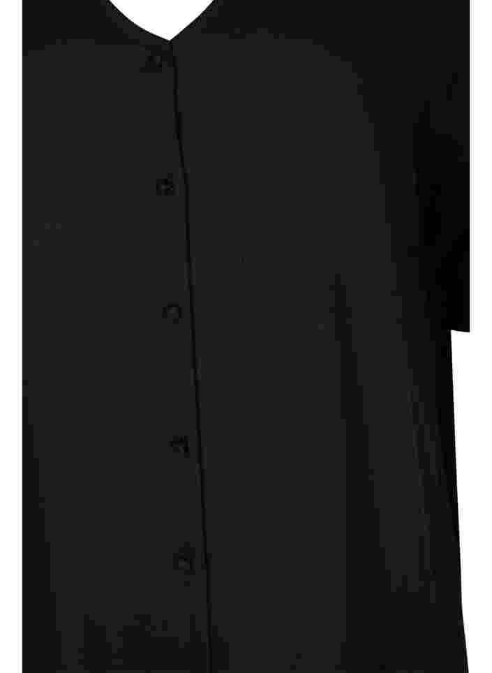 Kortermet skjortekjole i viskose, Black, Packshot image number 2