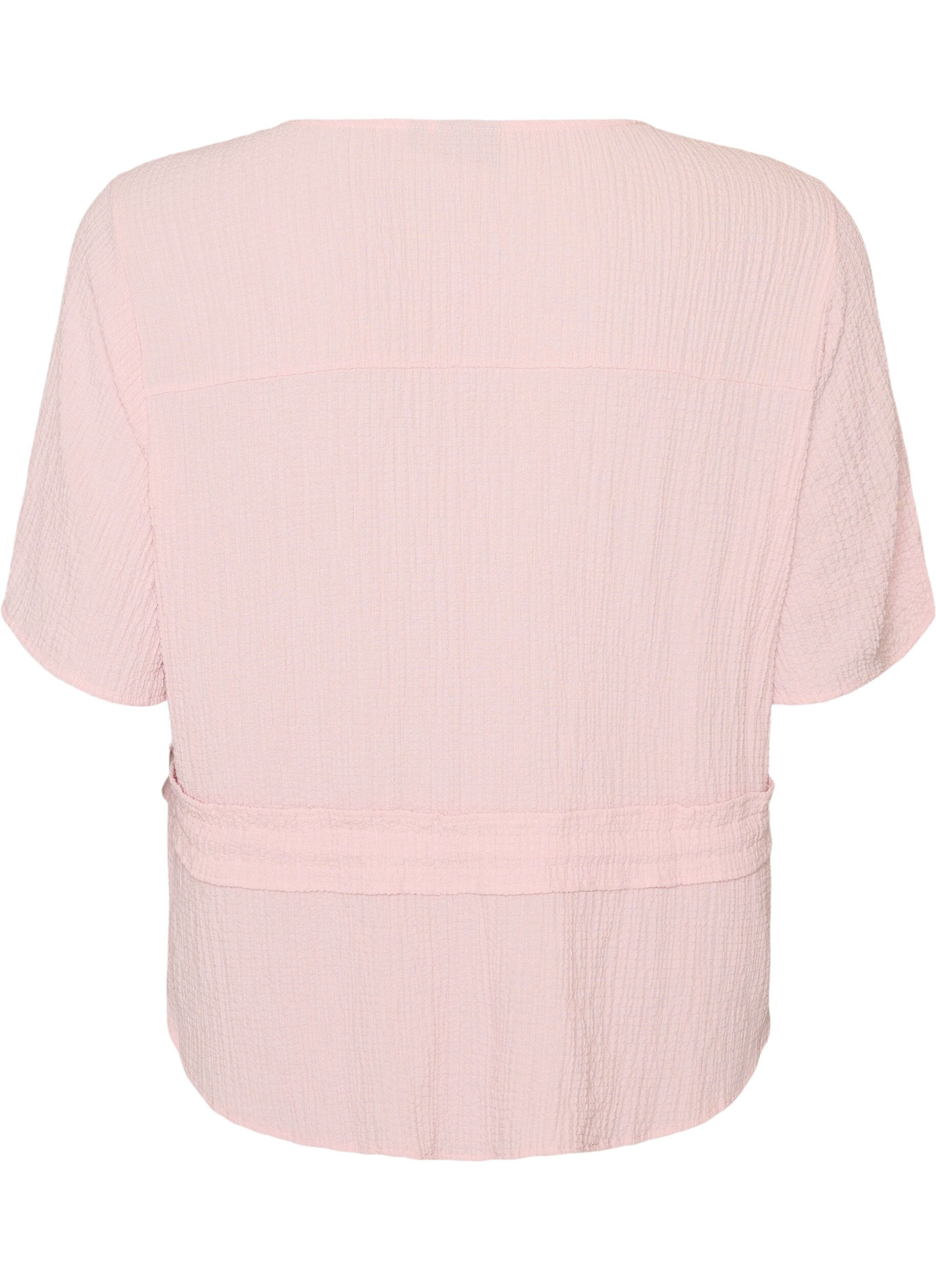 ZizziBluse med tekstur og knytebelte, Rosa, Packshot image number 1