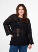 Strikket bluse med hullmønster, Black, Model image number 0