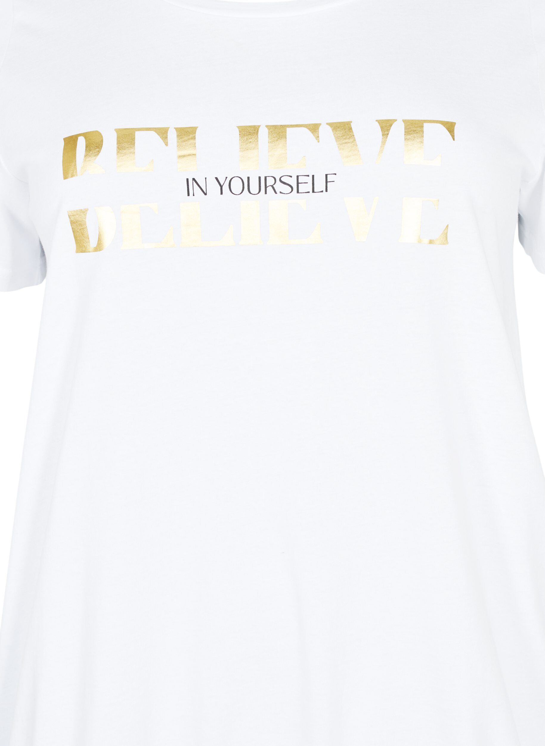 ZizziBomullst-skjorte med folie-trykk, B. White w. Believe, Packshot image number 2