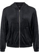 Velour cardigan med hette, Black, Packshot image number 0