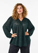 Langermet bluse med glitter og mønster, Grønn, Model image number 0