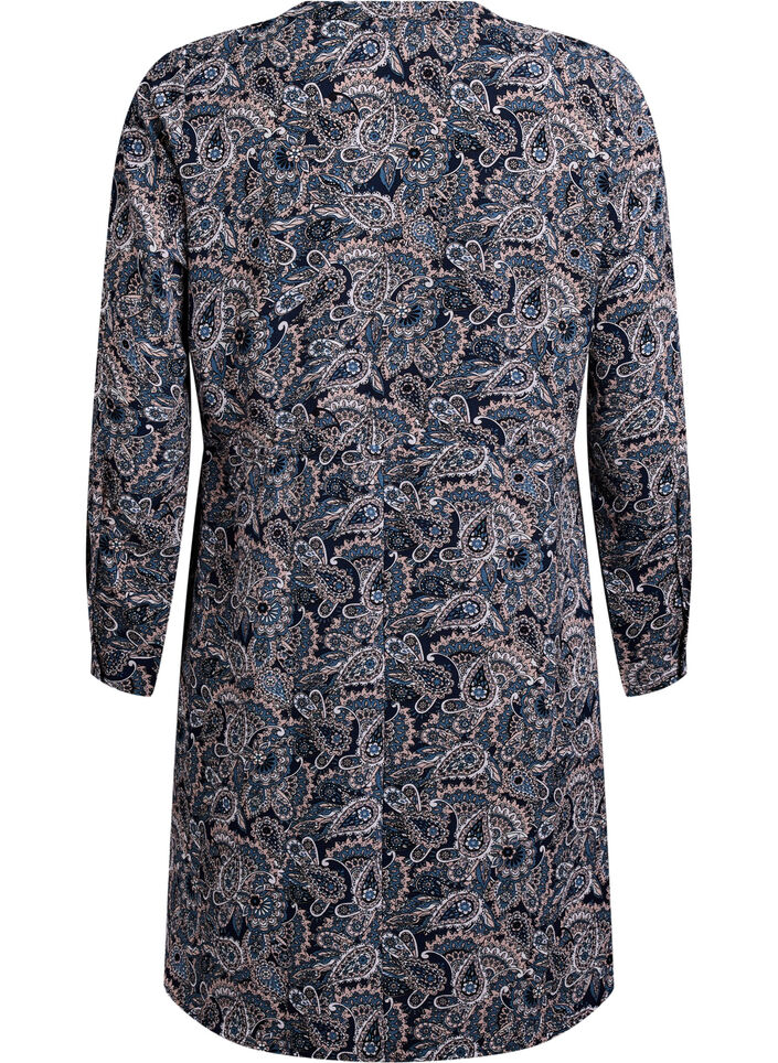 Knelang kjole med knytebelte, Beige, Packshot image number 1