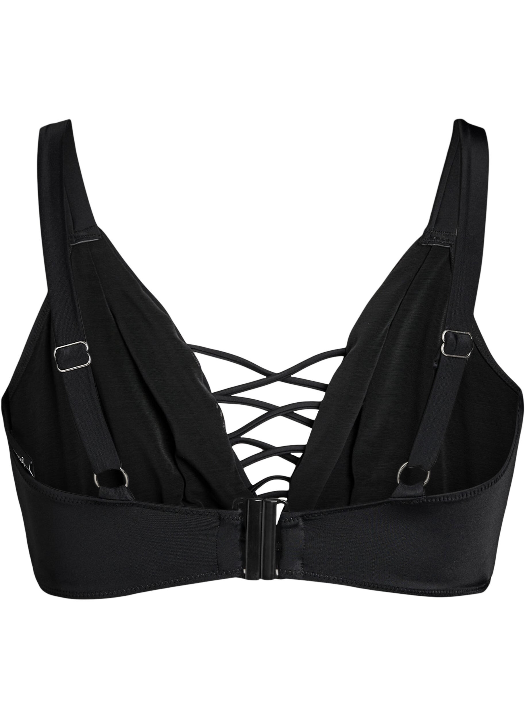 Zizzi Bikinioverdel med stringdetaljer, Svart, Packshot image number 1