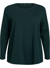 Basis jersey bluse med lange ermer, Grønn Basis jersey bluse med lange ermer