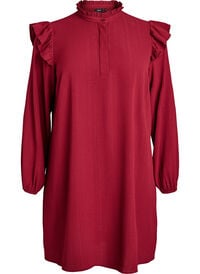 Kort kjole med volanger og glitter, Mørk Bordeaux Kort kjole med volanger og glitter