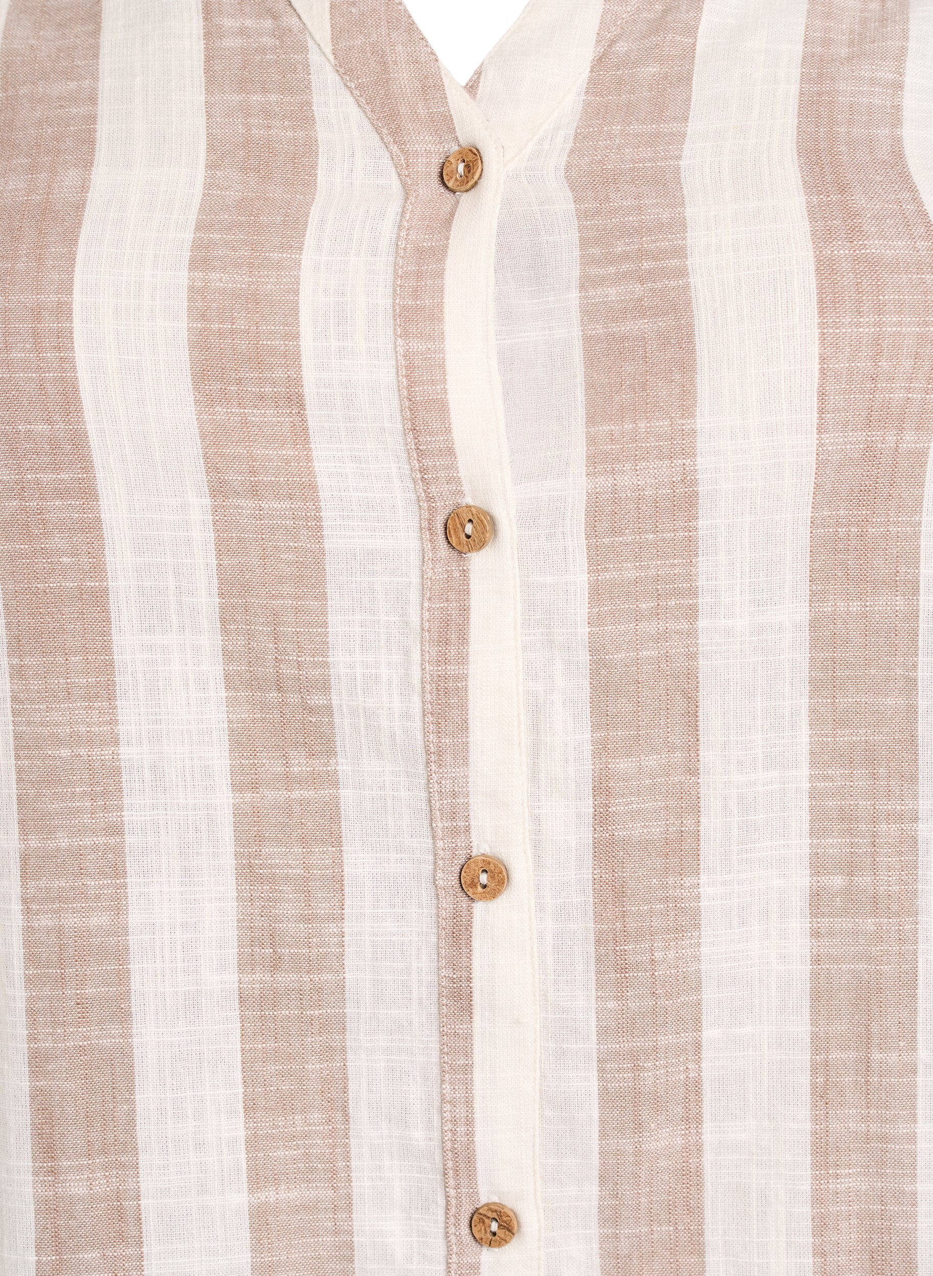 ZizziBluse i bomull med V-hals, Beige, Packshot image number 2