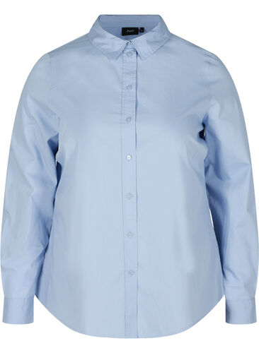 Økologisk bomullsskjorte med krave og knapper, Blue Heron, Packshot image number 0