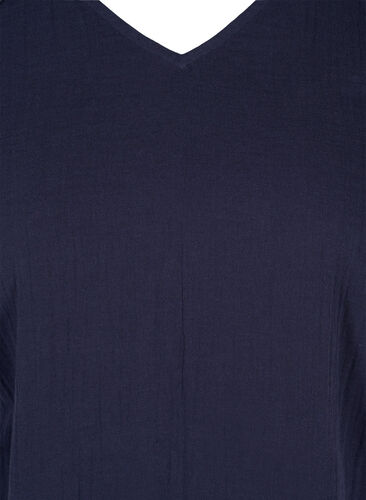 Kortermet bomullsbluse med blonder, Night Sky, Packshot image number 2