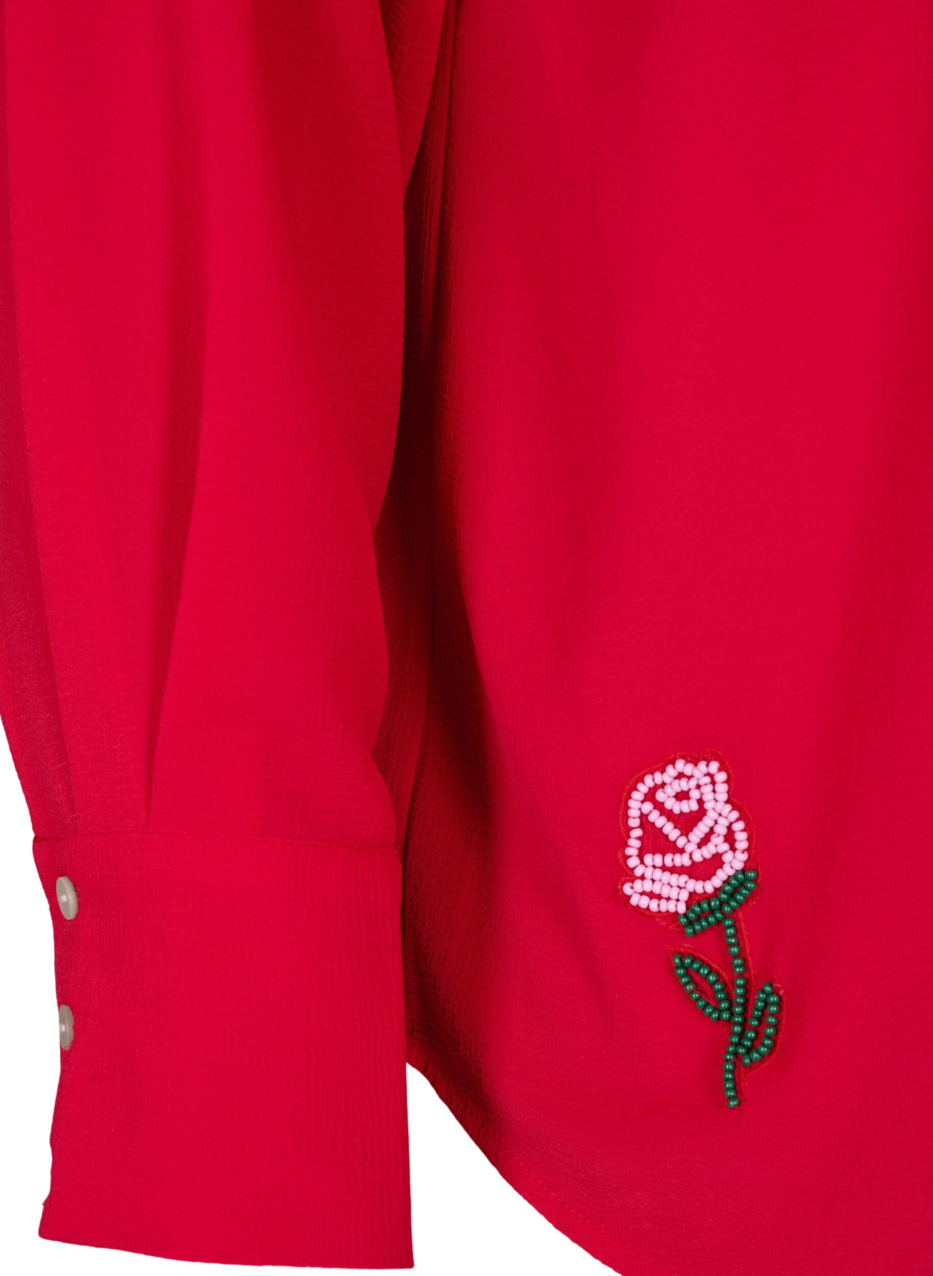 Zizzi Enfarget skjorte med perler, R&oslash;d, Packshot image number 3