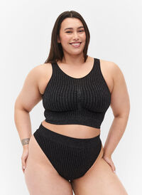 G-streng med glitter og normal høyde livet, Black w. Lurex, Model
