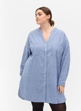 Stripete skjorte i bomull med 3/4-ermer, Surf the web Stripe, Model image number 0