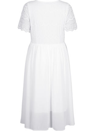 Festkjole med blonder og empiremidje, Bright White, Packshot image number 1