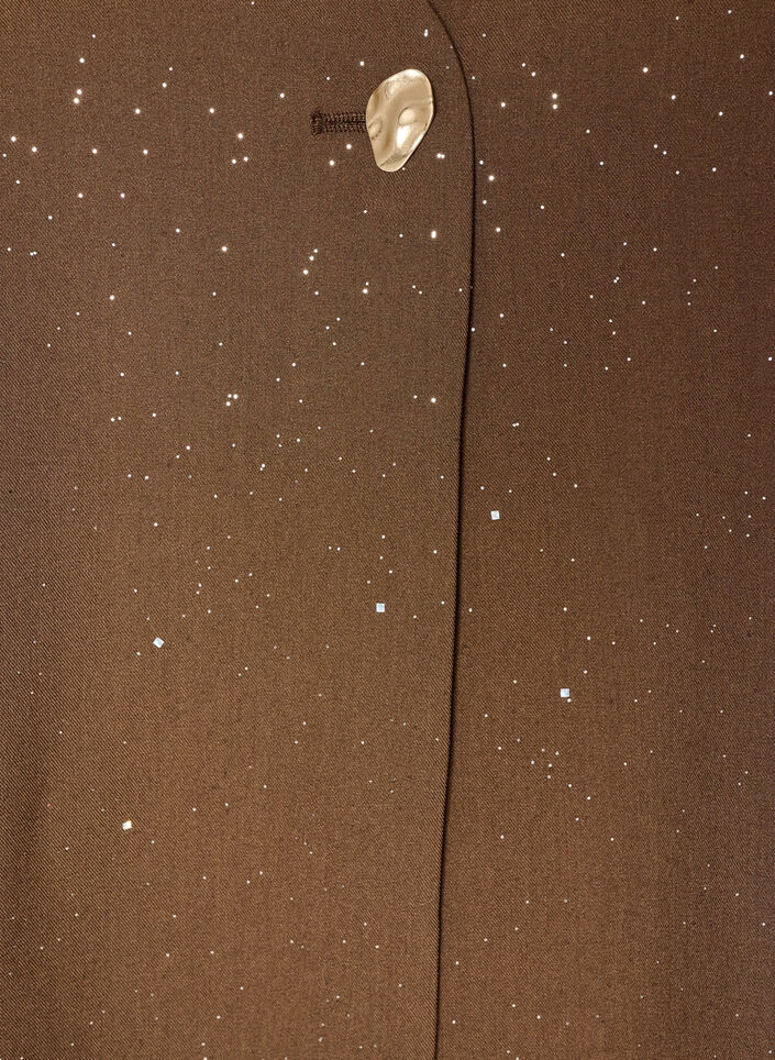 Bluse med glitter og V-hals, Brun, Packshot image number 2