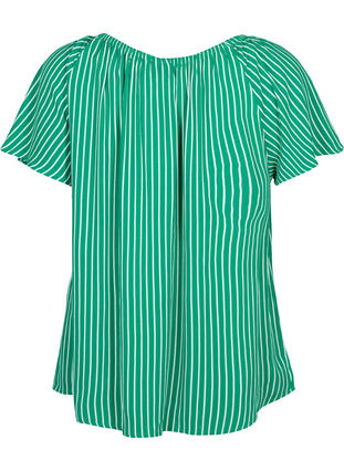Stripete bluse av viskose med korte ermer, J.Green/White Stripe, Packshot image number 1