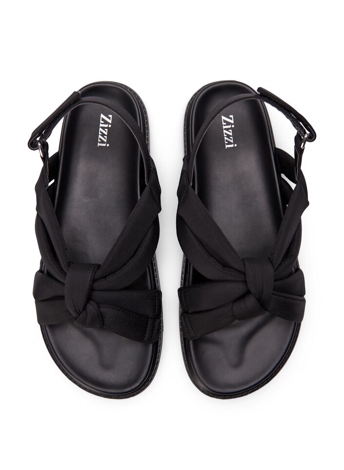 Sandal med bred passform og knutedetaljer, Svart, Packshot image number 2