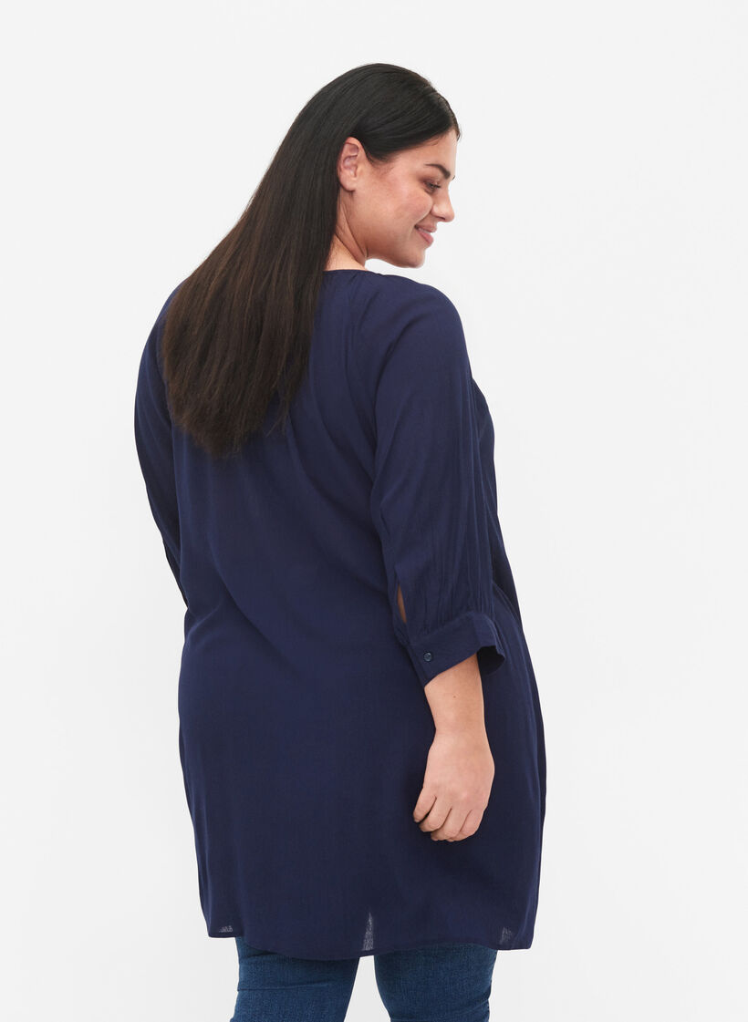Tunika i viskose med 3/4-ermer, Navy Blazer, Model