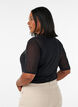 Mesh topp med korte ermer og rund hals, Svart, Model image number 2