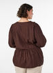Viskosebluse med prikket tekstur og V-hals, Brun, Model image number 2