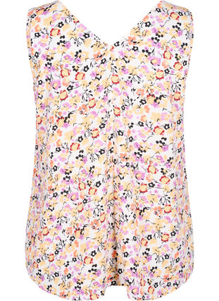 Zizzi Blomstret topp med V-hals, Off White Flower AOP, Packshot image number 1