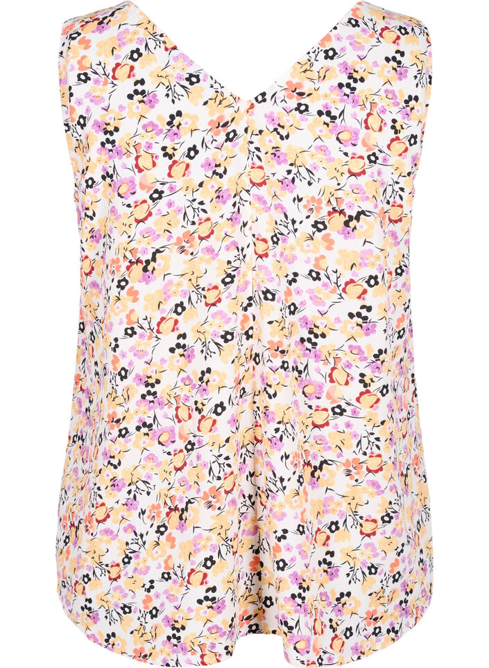 Blomstret topp med V-hals, Off White Flower AOP, Packshot image number 1