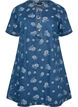 A-linje denimkjole med blomstertrykk, Bl&aring;, Packshot image number 0