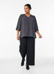 Skjortebluse med v-hals og 3/4 ermer, Gr&aring;, Model image number 1
