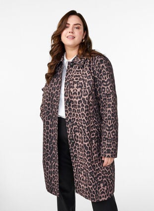Zizzi Leopardmønstret kåpe, Brun, Model image number 0