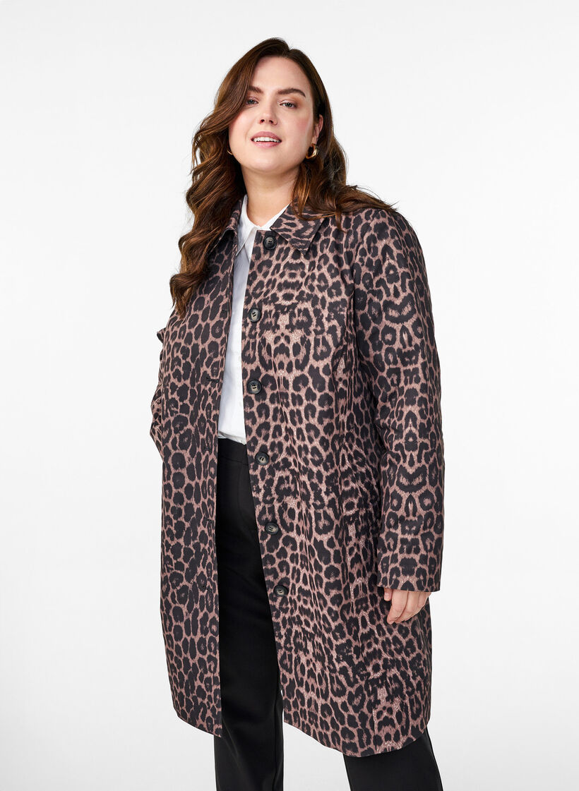 Leopardmønstret kåpe, Brun, Model image number 0