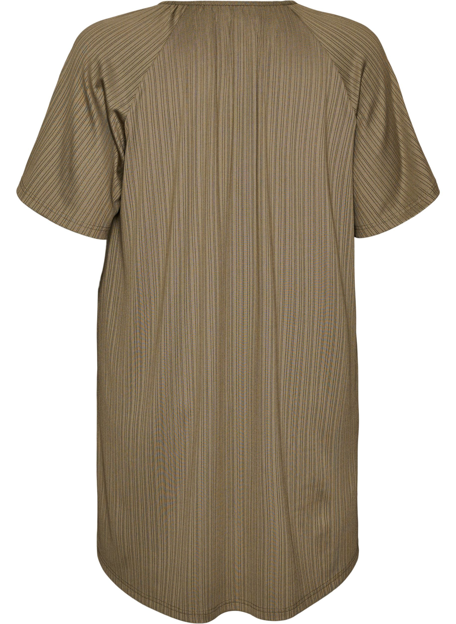 ZizziJerseytunika med teksturerte striper, Brun, Packshot image number 1