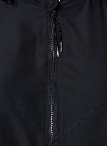 Kort jakke med hette og justerbar bunn, Black, Packshot image number 2