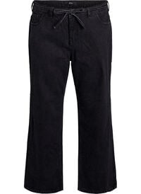 Straight fit jeans med knytebelte, Svart Straight fit jeans med knytebelte
