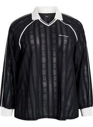 Strukturert jersey-bluse med kontrastdetaljer, Black
