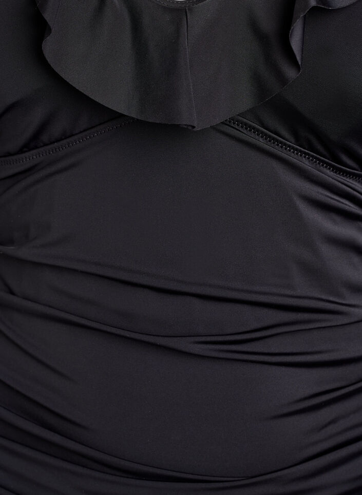 Badedrakt med volanger og avtagbar polstring, Svart, Packshot image number 2