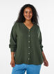 Bluse i lin og viskose med V-hals, Gr&oslash;nn, Model image number 0