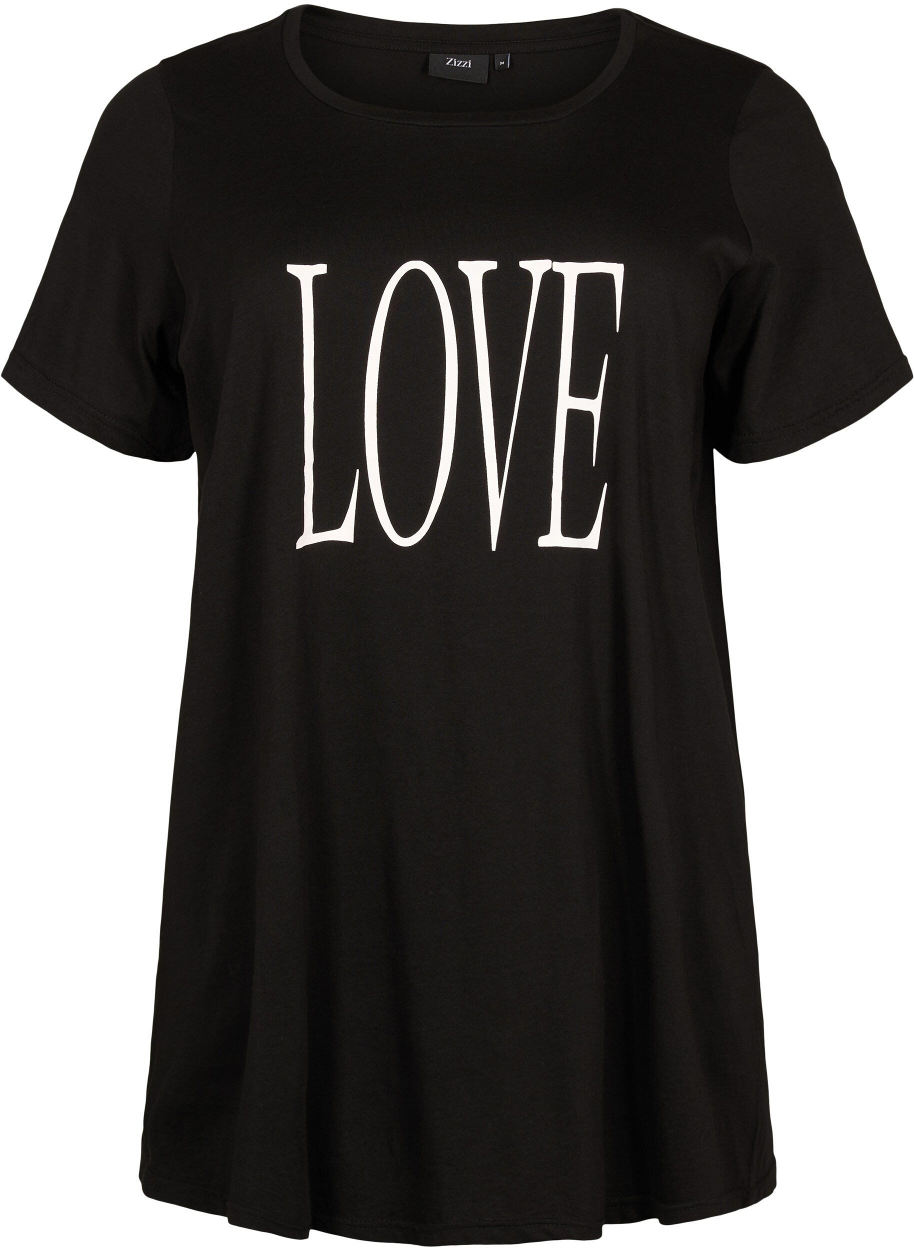 Zizzi Oversized T-skjorte med trykk, Black W. Love, Packshot image number 0