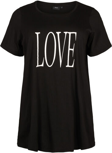 Oversized T-skjorte med trykk, Black W. Love, Packshot image number 0