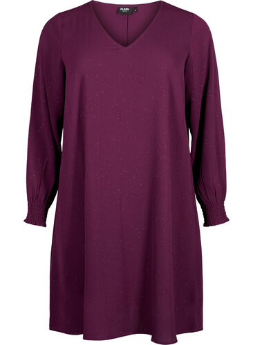 FLASH - langermet kjole med glitter, Purple w. Silver, Packshot image number 0