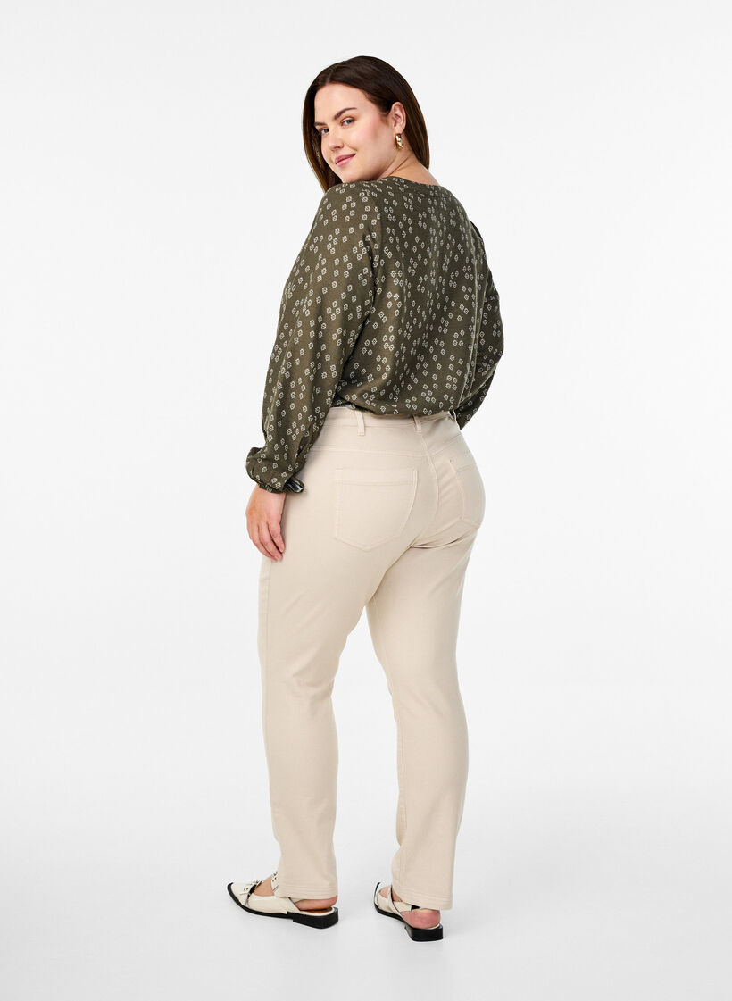 Slim fit Emily-jeans med regular waist, Beige, Model image number 1