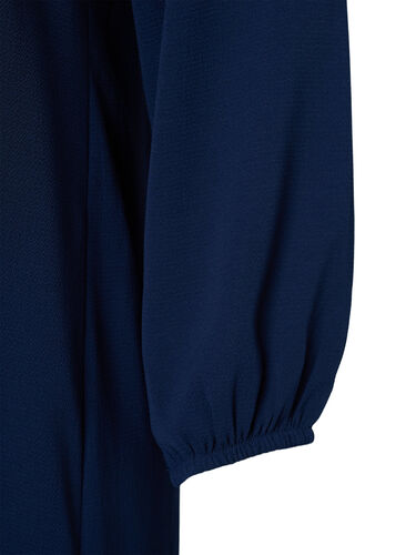 Kjole med lange ermer og V-hals, Navy, Packshot image number 3