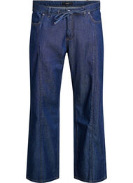 Vide jeans med knytebelte og h&oslash;y midje, Bl&aring;
