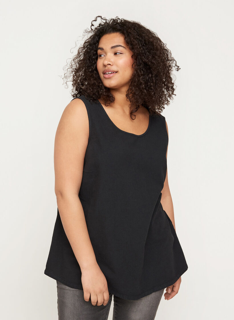 Bomullstopp uten ermer, Black, Model image number 0