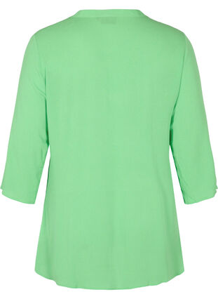 Bluse i viskose med 3/4 ermer og V-hals, Summer Green, Packshot image number 1