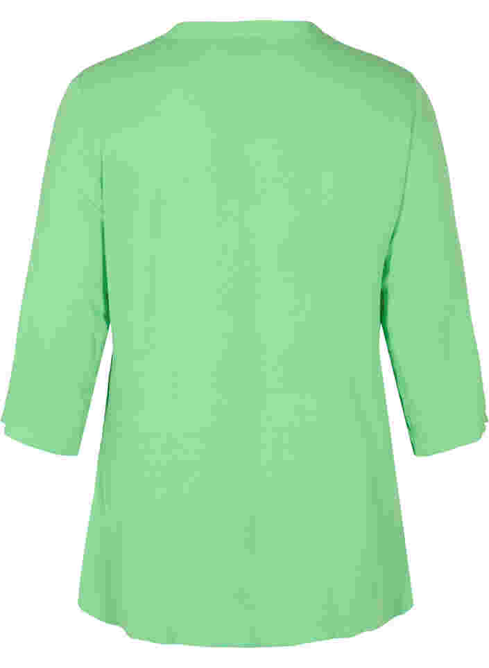 Bluse i viskose med 3/4 ermer og V-hals, Summer Green, Packshot image number 1